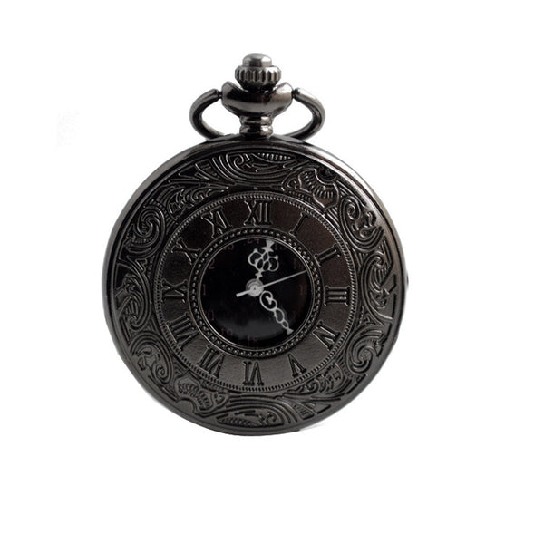 Reloj de Bolsillo Vintage Estilo Europeo con Patrón Nube Romana y Cadena