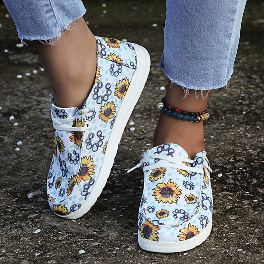 Mocasines Mujer con Estampado Girasol - Zapatos Canvas Cómodos sin Cordones - Image 2