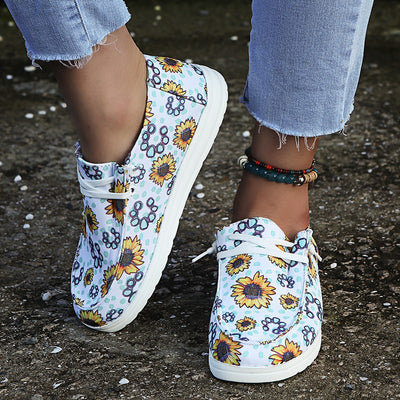 Mocasines Mujer con Estampado Girasol - Zapatos Canvas Cómodos sin Cordones - Image 2