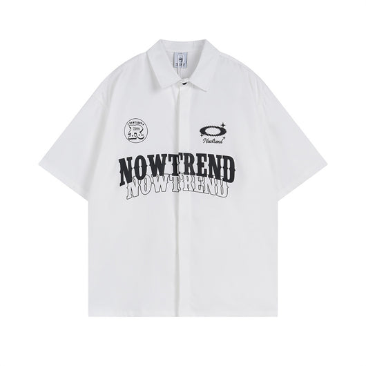 Camisa Casual de Verano con Estampado de Letras para Hombre