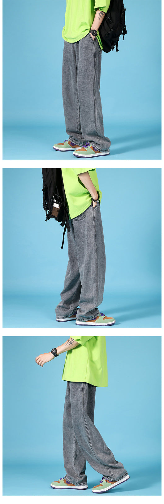 Pantalones Cargo Denim Holgados para Hombre con Cierre Hip Hop - Image 12