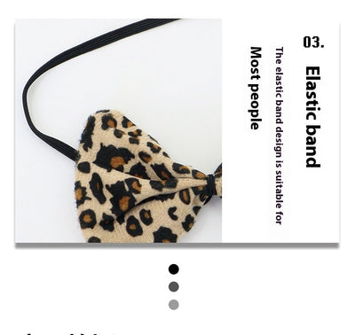 Conjunto de Máscara Media Cara y Diadema Estampado Leopardo para Halloween - Image 14