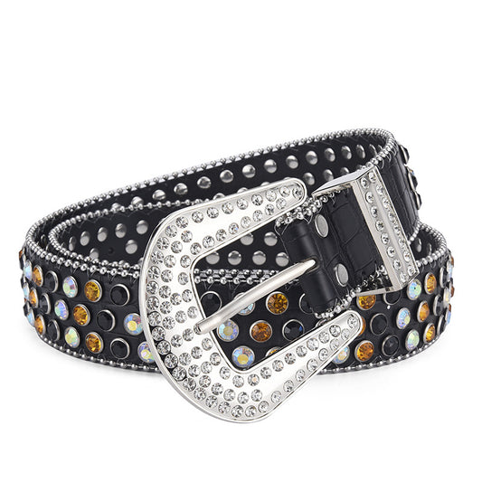 Cinturón Punk Rock Unisex con Remaches y Cristales Brillantes - Image 2
