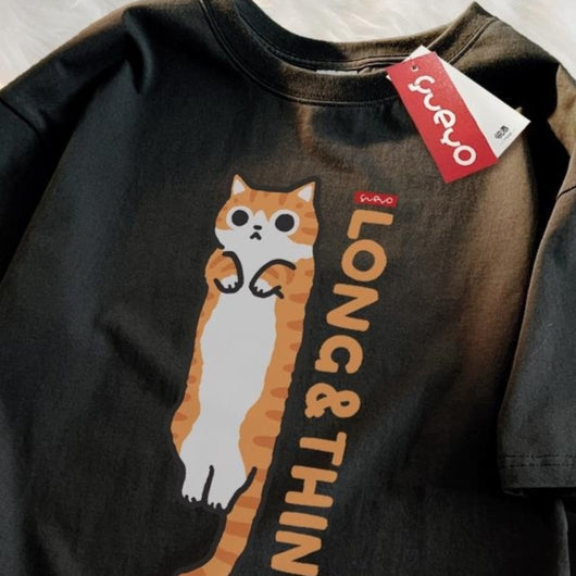 Camiseta Holgada Gato Naranja Tabby Primavera - Manga Corta Estilo Siam - Image 3
