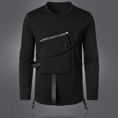 Camiseta Manga Larga Personalizada Cuello Redondo Otoño Oscuro para Hombre
