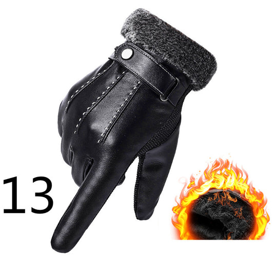 Guantes de Cuero para Moto Invierno Plus Forro Terciopelo Impermeables - Image 14