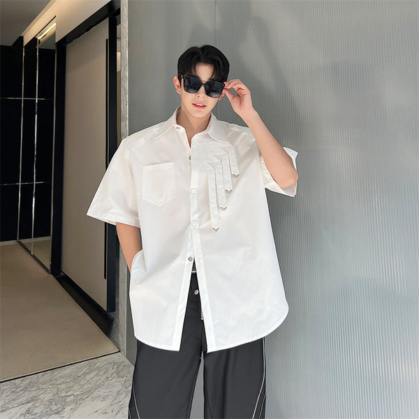 Camisa Blanca de Diseño Metálico con Hombreras Acolchadas - Image 4