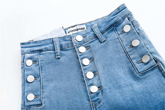 Pantalones Vaqueros Talle Alto con Botones y Tela Reforzada - Image 11
