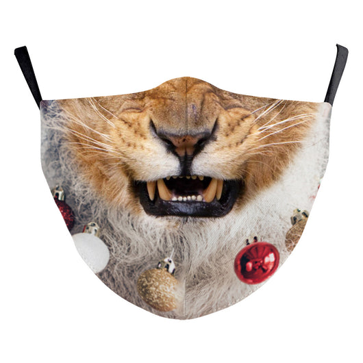 Christmas dust mask with a digital print of red, purple, and gold bokeh lights and white snowflakes, featuring ear hooks. - Image 20