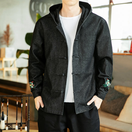 Chaqueta Denim Hoodie Casual Japonesa para Hombre - Image 6