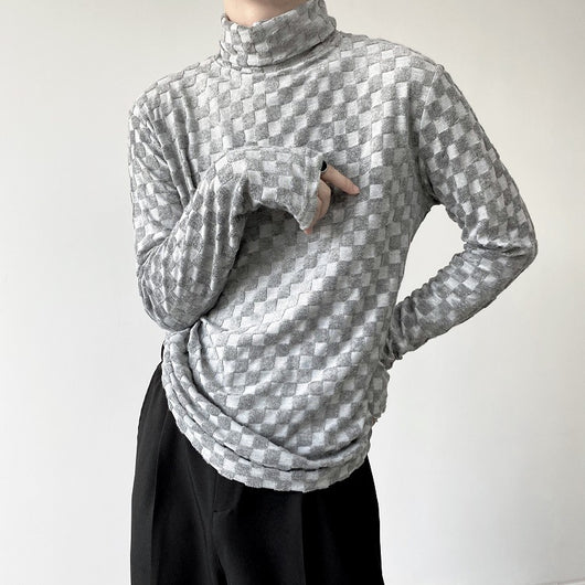 Polera Cuello Alto Jacquard a Cuadros para Hombre - Image 11