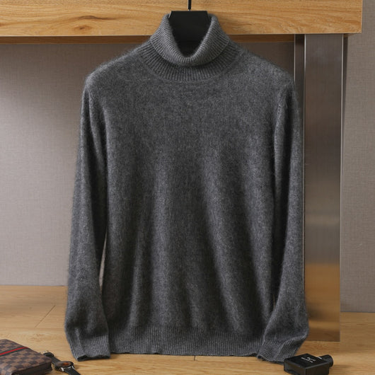 Suéter Pullover de Cuello Alto Holgado en Visón para Hombre - Invierno - Image 4