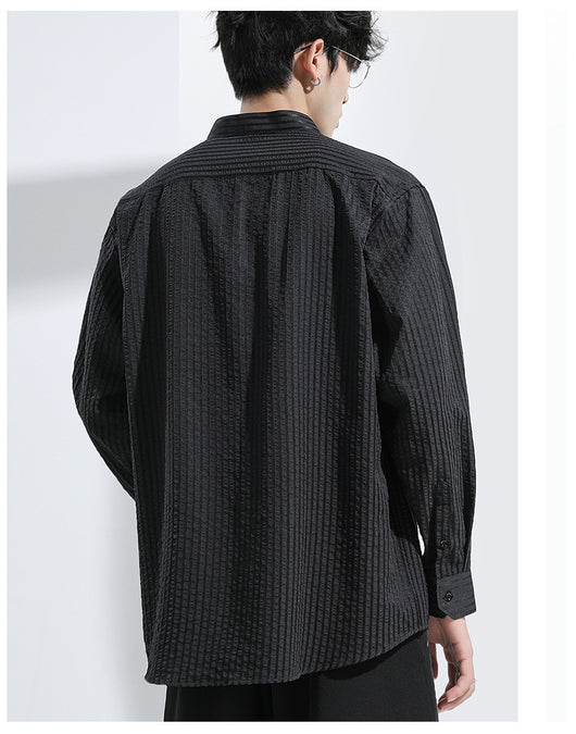 Camisa Casual Negra Texturizada Anti-Arrugas para Hombre - Image 8