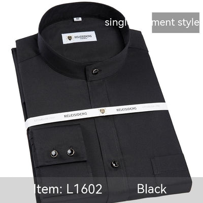 Camisa Manga Larga Cuello Mao de Algodón Mercerizado para Hombre - Image 4