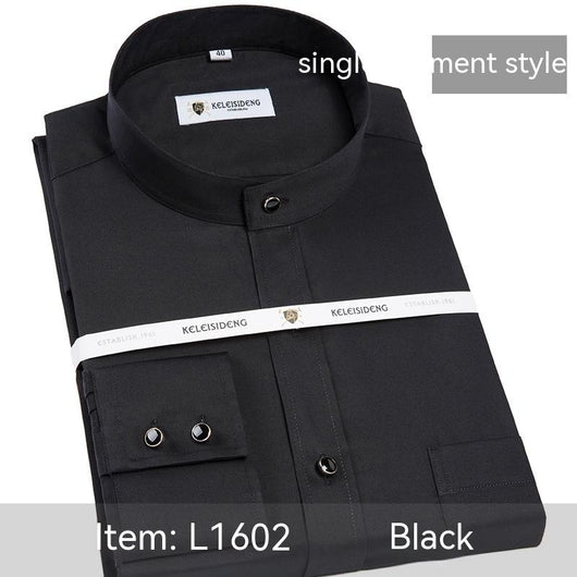Camisa Manga Larga Cuello Mao de Algodón Mercerizado para Hombre - Image 4