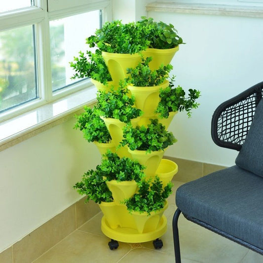 Macetero Apilable de 6 Niveles para Balcón y Jardín Vertical