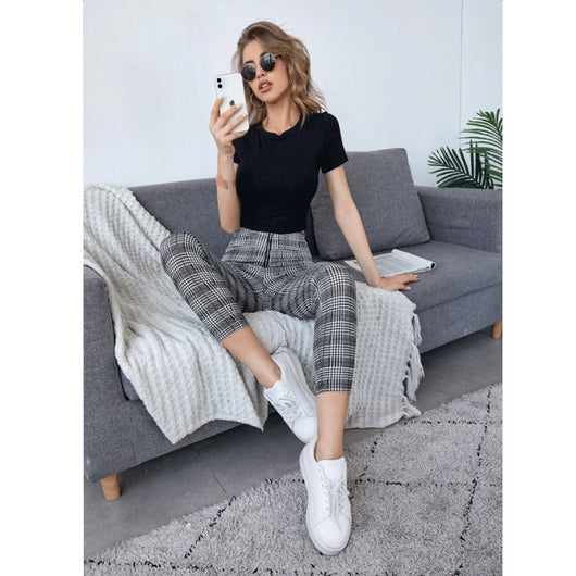 Leggins de Cuadros Europeos y Americanos - Pantalones Casuales - Image 10
