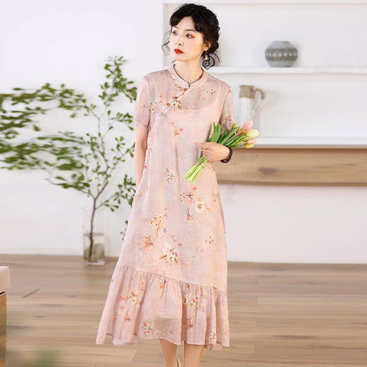 Vestido Vintage Línea A con Cuello de Pie y Estampado - Image 13