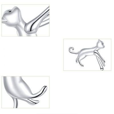 Arete de Plata 925 con Diseño de Gatito Lindo - Pieza Individual - Image 8