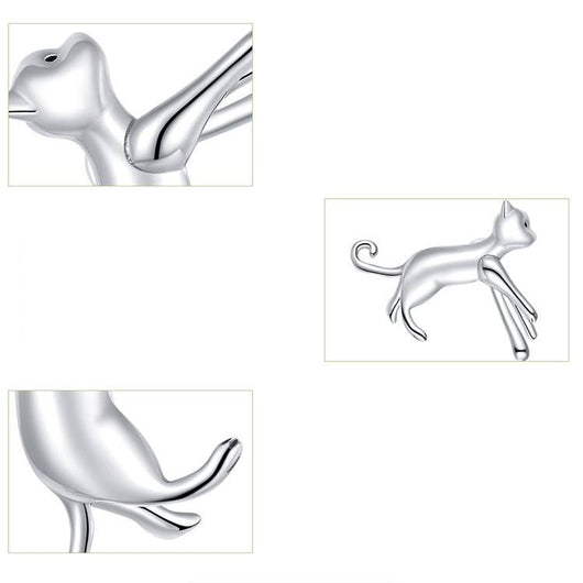 Arete de Plata 925 con Diseño de Gatito Lindo - Pieza Individual - Image 8