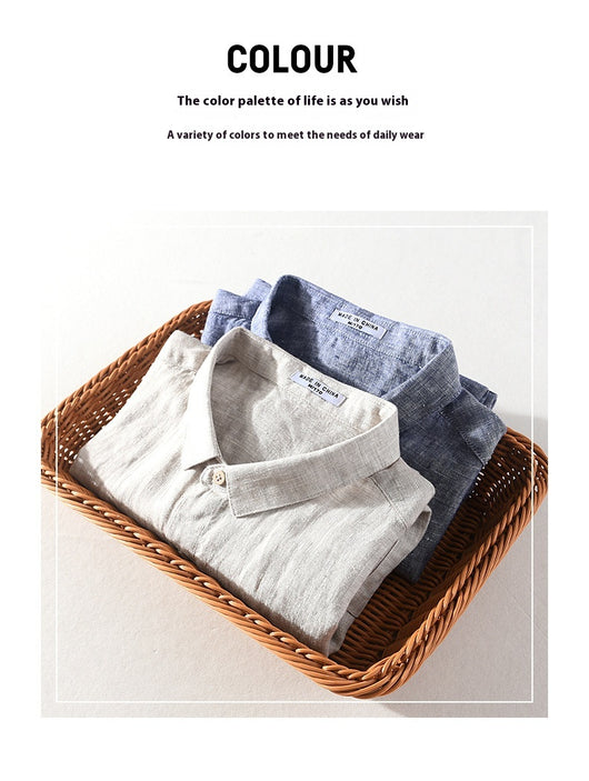 Camisa de Lino Casual para Hombre con Cuello Cuadrado - Image 11