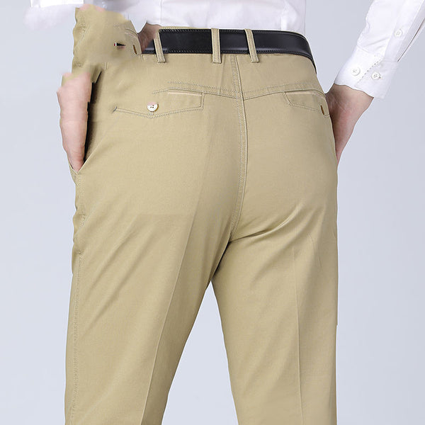 Pantalones Casuales Rectos Sueltos Cintura Alta para Hombre Maduro