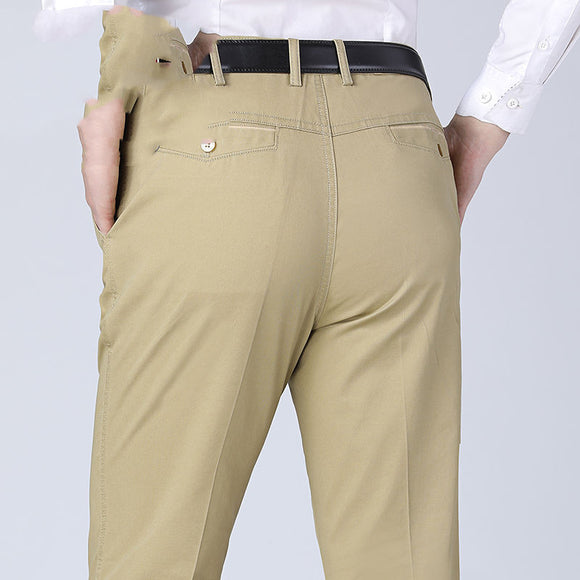 Pantalones Casuales Rectos Sueltos Cintura Alta para Hombre Maduro