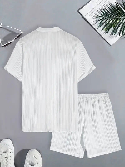 Conjunto Casual de 2 Piezas: Camisa Cuello Parado y Shorts para Hombre - Image 12