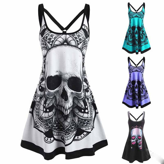 Vestido Sin Mangas Estampado Halloween
