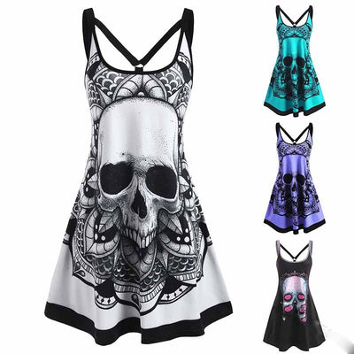 Vestido Sin Mangas Estampado Halloween