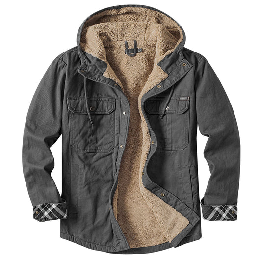 Abrigo de Algodón Grueso con Capucha para Hombre - Largo Medio - Image 6