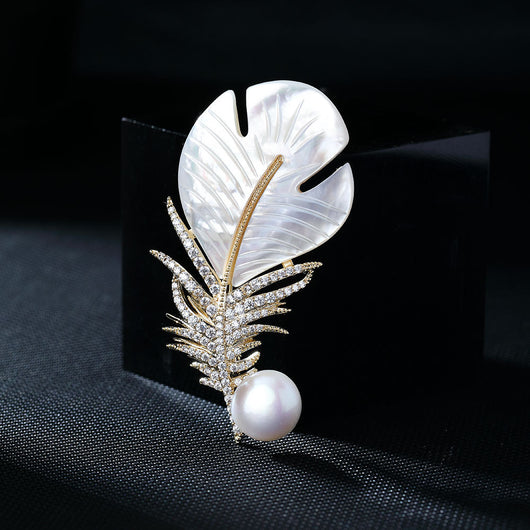 Broche de Perlas de Agua Dulce Naturales con Concha de Lujo - Image 7