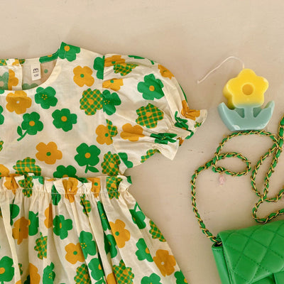Vestido Infantil Floral de Manga Corta Estilo Princesa - Image 11