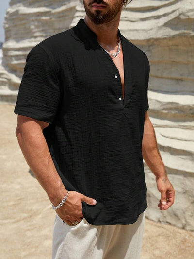 Camisa Casual de Manga Corta con Cuello Parado - Transpirable y Versátil - Image 48