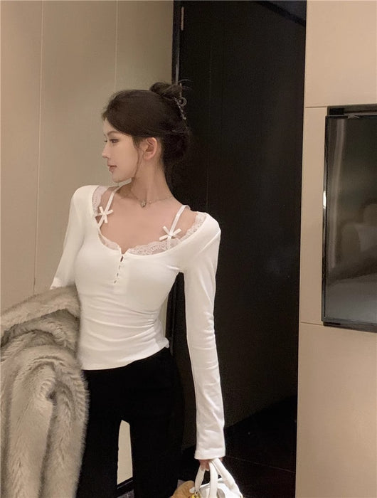 Blusa Térmica Estilo Deseo con Efecto Dos Piezas y Encaje - Image 9