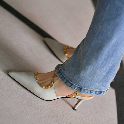 Sandalias Stiletto de Cuero de Oveja con Punta Afilada y Tacón Alto - Image 3