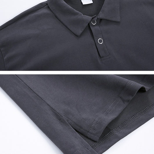 Polo Clásico de Manga Corta Cuello Solapa Estilo Coreano para Hombre - Image 7
