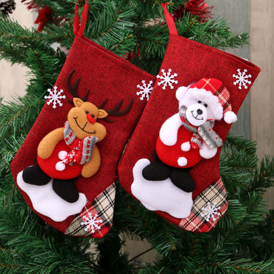 Bolsa de Regalo con Calcetines de Lino Medianos - Decoraciones Navideñas