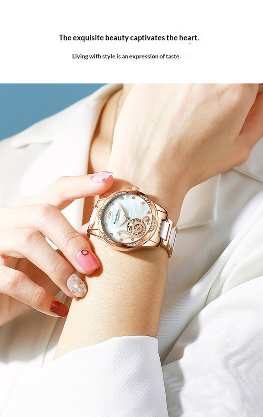 Reloj Automático para Mujer Deyi Bird Rojo Vino con Diseño Calado - Image 15