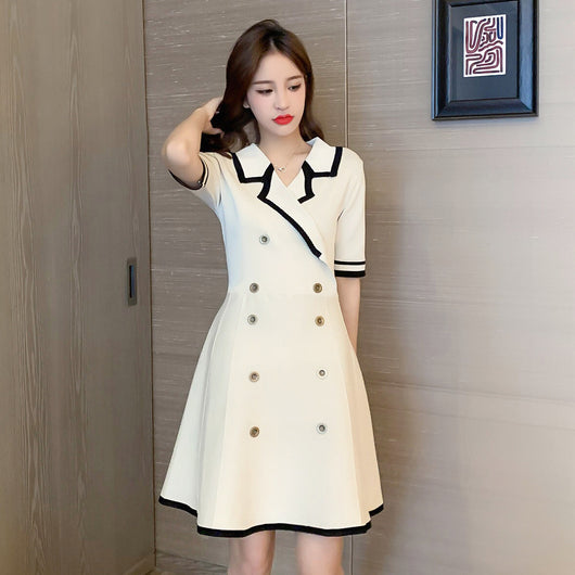 Vestido Tejido de Manga Corta con Falda A Elegante - Image 14