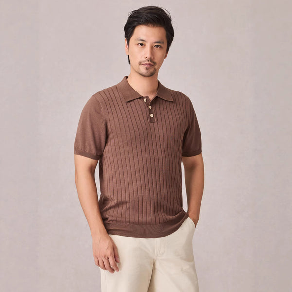 Polo Tejido Elástico Manga Corta para Hombre
