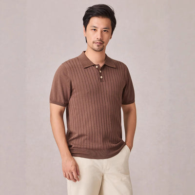 Polo Tejido Elástico Manga Corta para Hombre