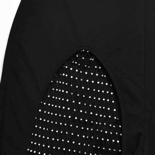 Pantalones Ajustados de Cintura Alta con Detalles de Diamantes y Malla - Image 7