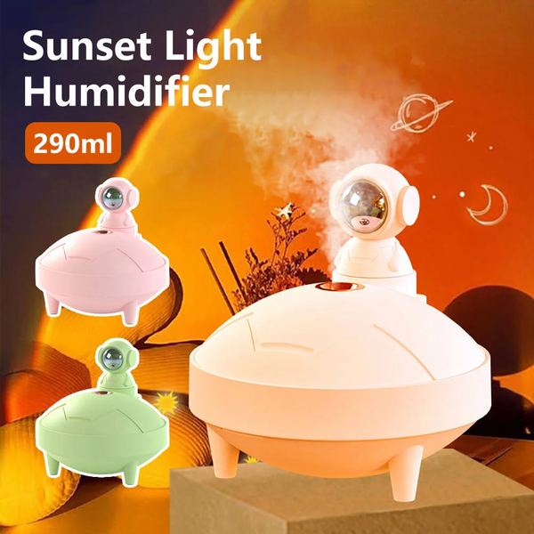 Lámpara Humidificadora Astronauta Atardecer con Proyector Rotativo 360°