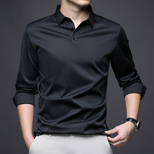 Camisa Manga Larga Cuello Solapa Sin Costuras Jinammonia para Hombre - Image 5