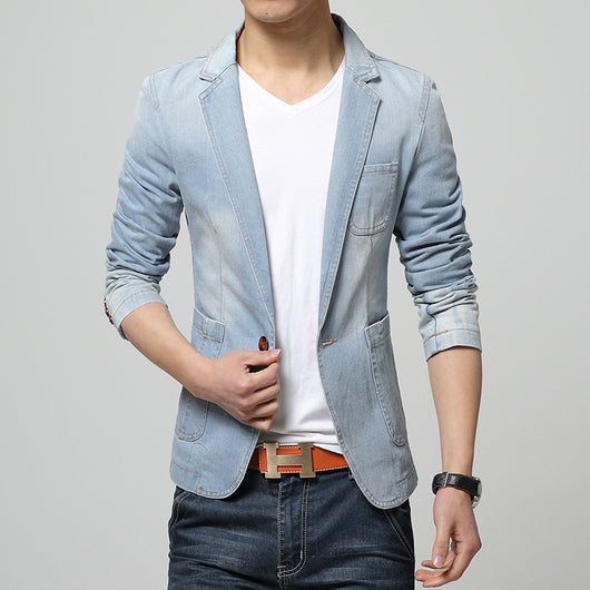 Traje de Mezclilla Clásico para Hombre - Abotonado Simple - Image 3
