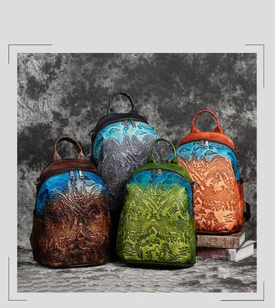 Mochila de Cuero Curtido al Vegetal con Grabado Vintage en Piel de Res - Image 8