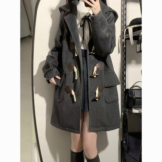 Abrigo Tipo JK Japonés con Botones de Cuerno y Capucha de Lana - Image 17