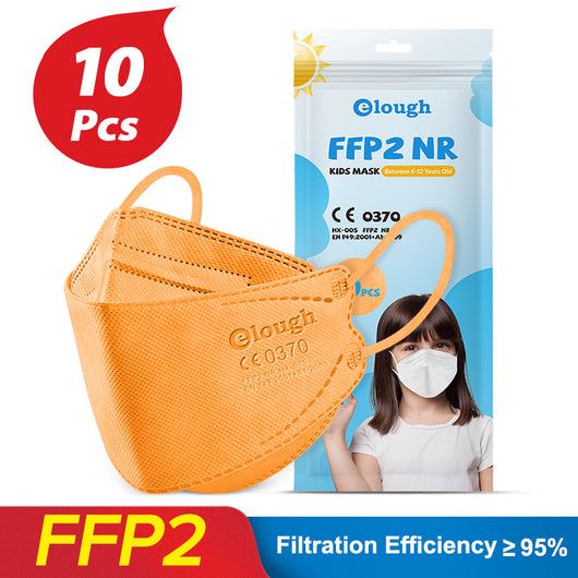 Black FFP2 kids mask with ear loops, shown next to its packaging for a 10-piece pack. - Image 19
