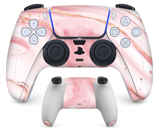 PS5 controller with a pastel marble sticker, showing the front and back views for anti-scratch protection. - Image 32